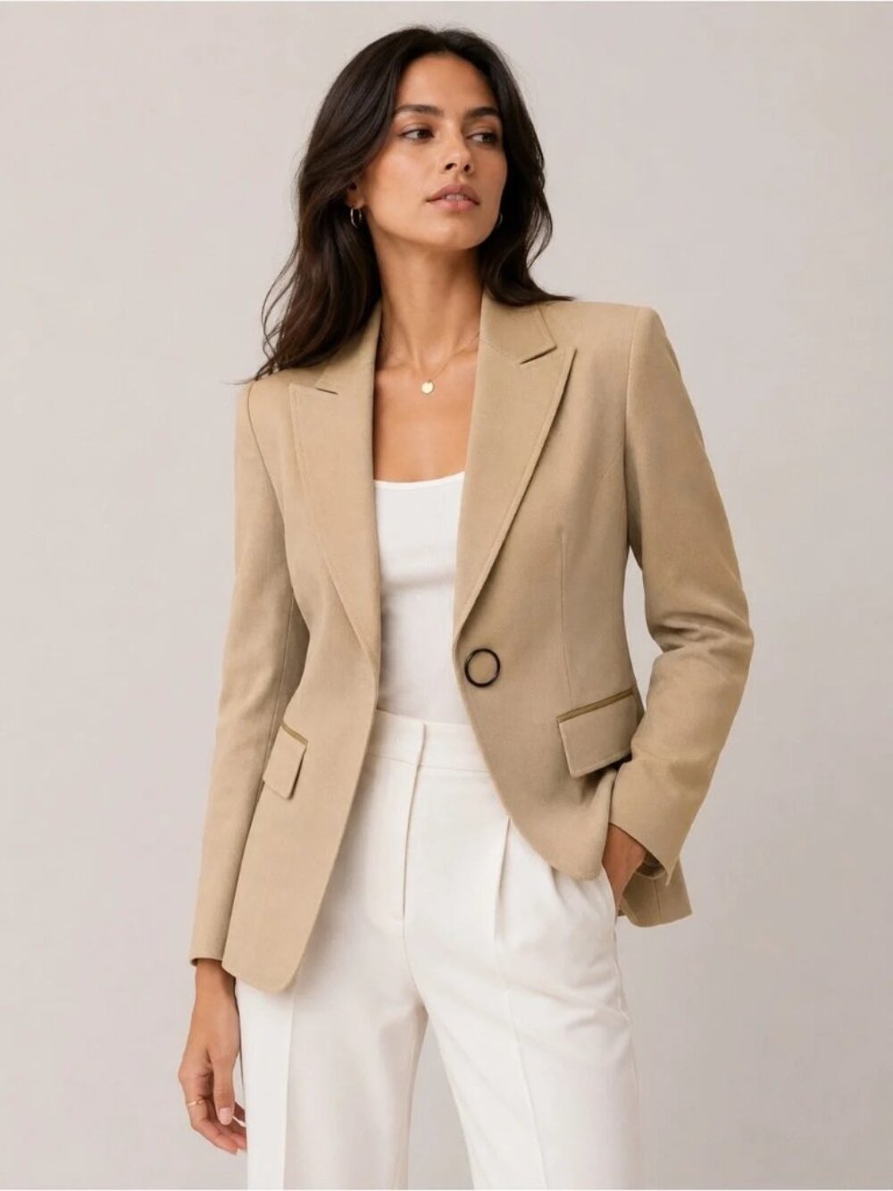 Adroit Atelier Tan 1 snap front closure Blazer Canadian Design  Size 3/L